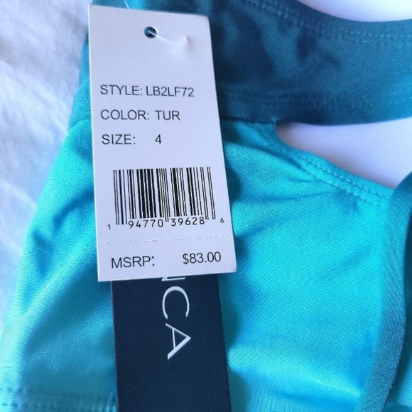 NWT LA BLANCA Ocean Bandeau Tankini Top Ombre Turquoise Halter or Strapless - Picture 5 of 6